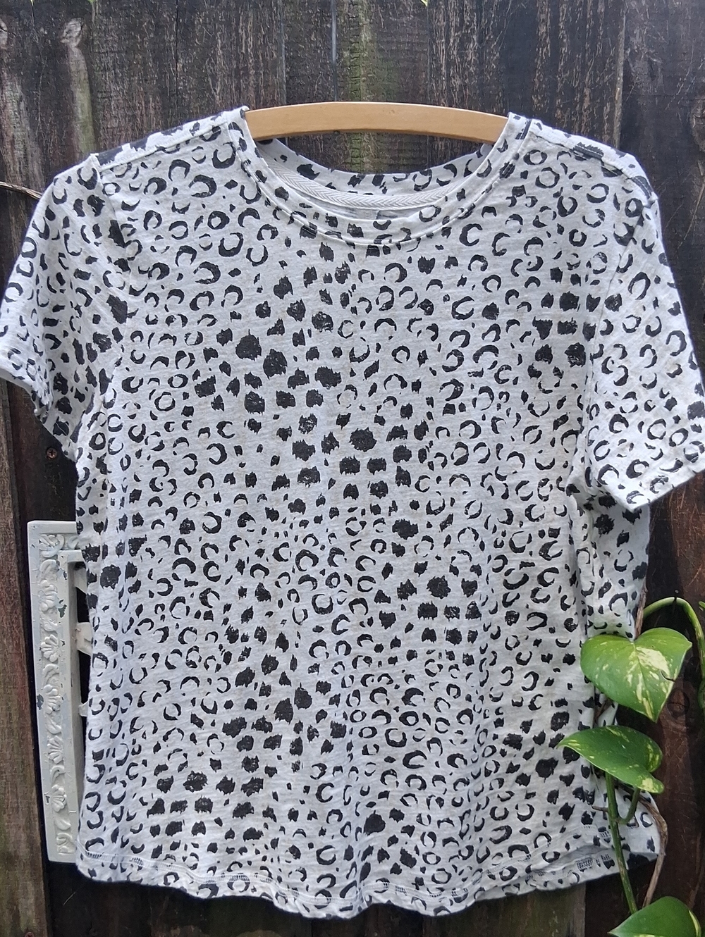 Pilcro White and Black Leopard Print Short Sleeve Tee